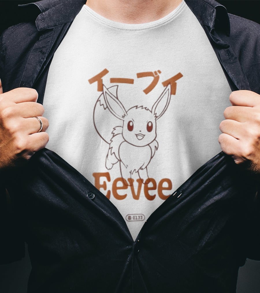 Japanese Minimalist Eevee Streetwear Fashion Anime T-Shirt