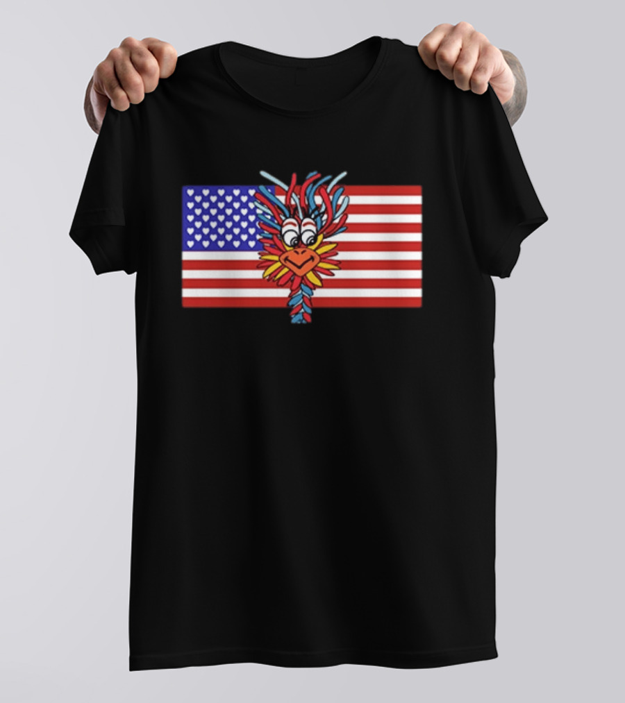 Patriotic Gooney Bird American Flag Hearts And Stripes T-Shirt