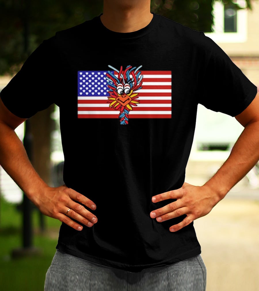 Patriotic Gooney Bird American Flag Hearts And Stripes T-Shirt