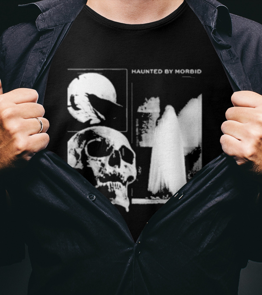 Haunted By Morbid Skull And Ghost Imagery Morbid Podcast T-Shirt