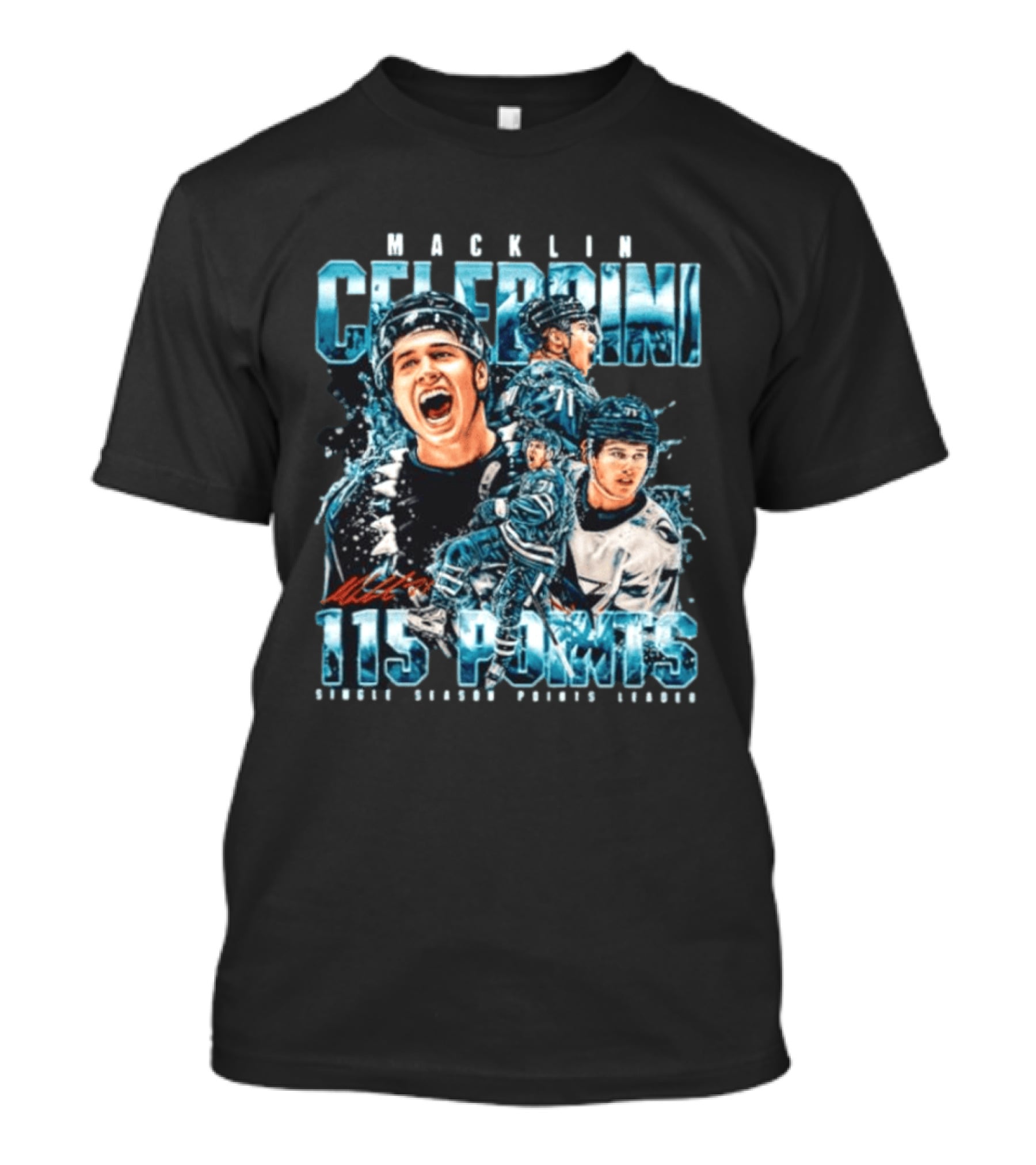 Macklin Celebrini 115 Points San Jose Sharks #71 Collage T-Shirt