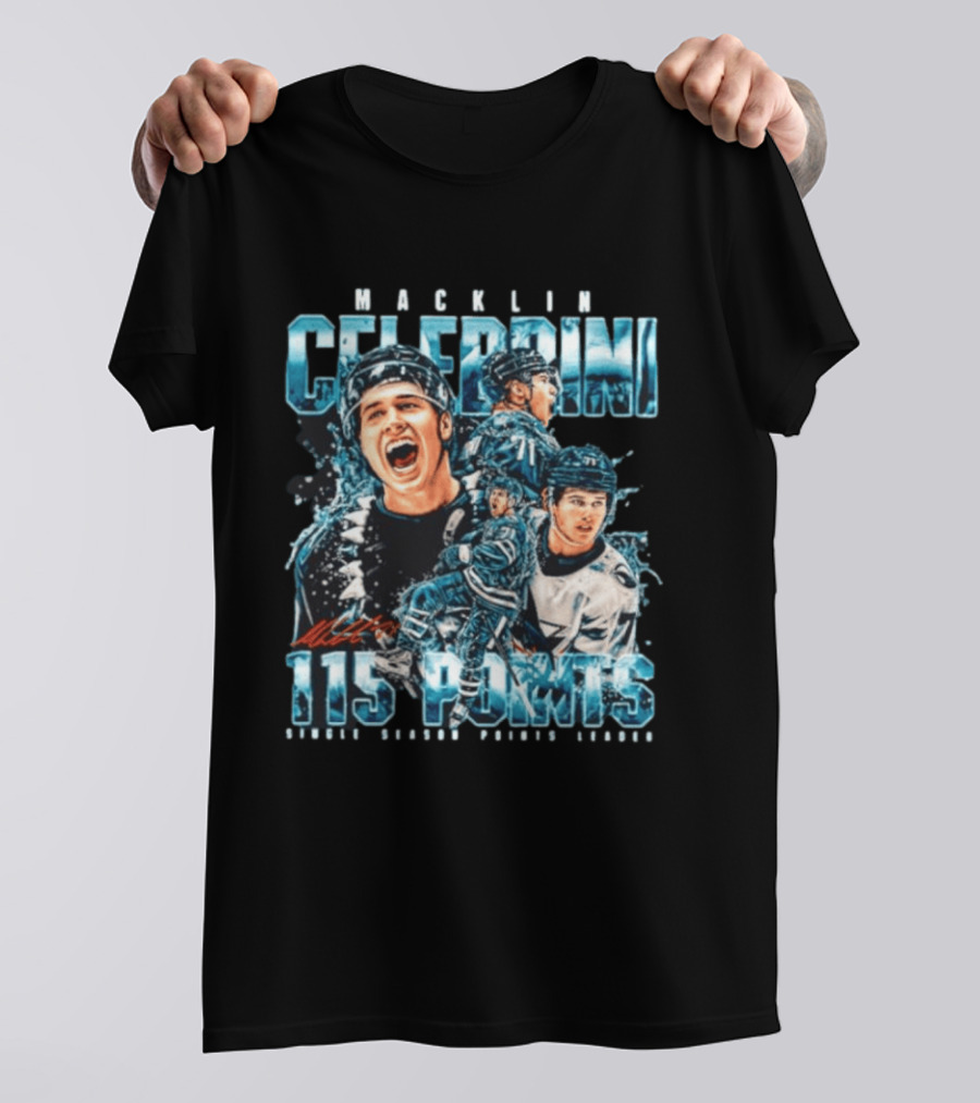 Macklin Celebrini 115 Points San Jose Sharks #71 Collage T-Shirt