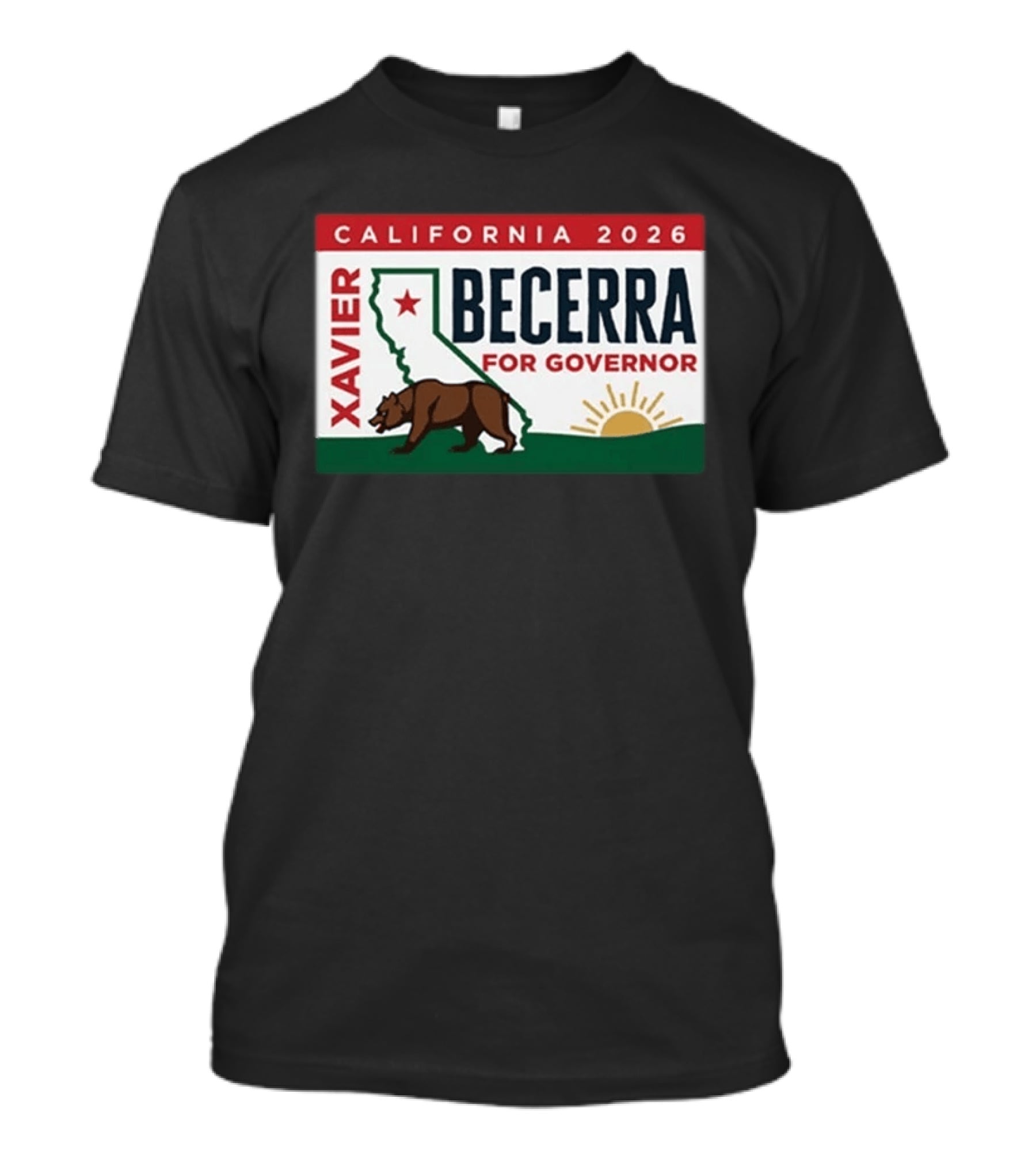 California 2026 Xavier Becerra For Governor Bear And Sun Campaign T-Shirt