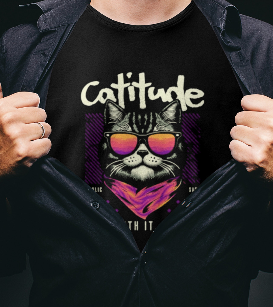 Cattitude Cool Cat Sunglasses Deal With It Human T-Shirt