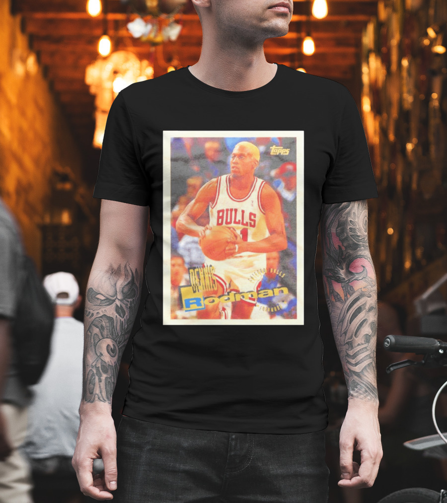 Dennis Rodman Chicago Bulls Topps Card NBA Forward T-Shirt