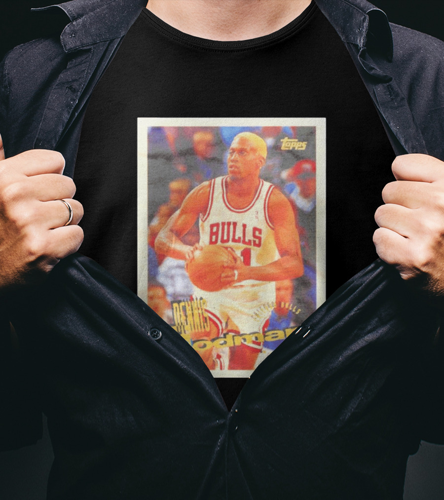 Dennis Rodman Chicago Bulls Topps Card NBA Forward T-Shirt