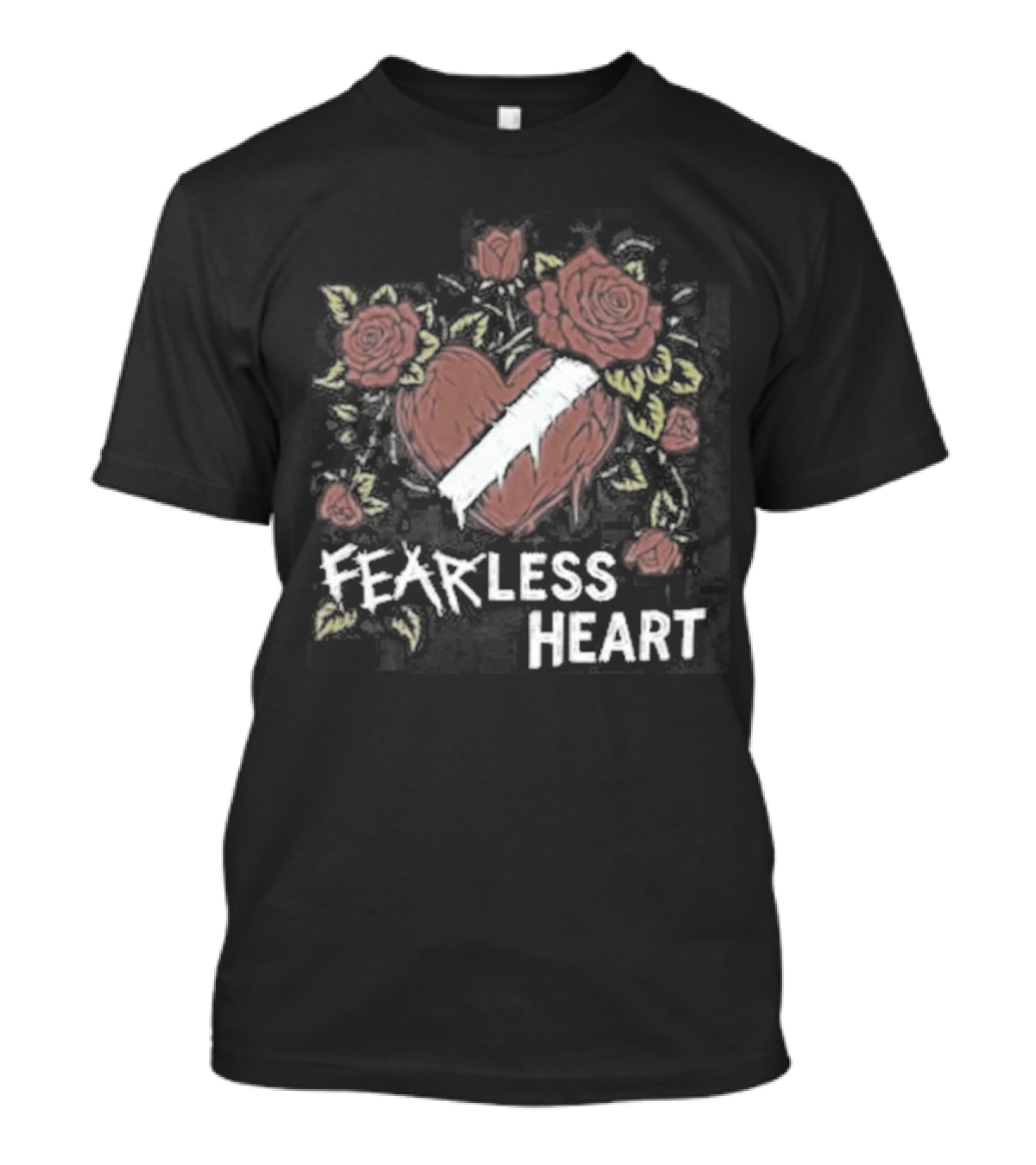 Fearless Heart Pink Roses And Yellow Leaves T-Shirt