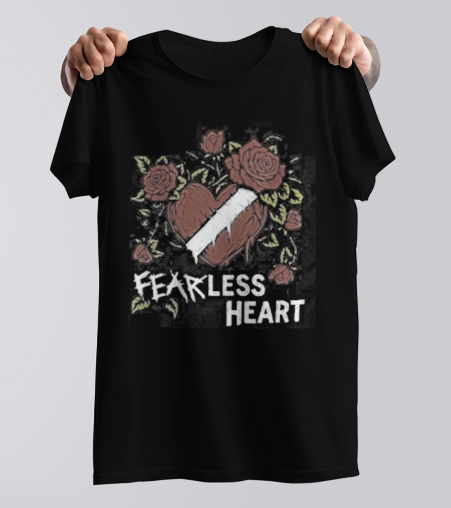 Fearless Heart Pink Roses And Yellow Leaves T-Shirt