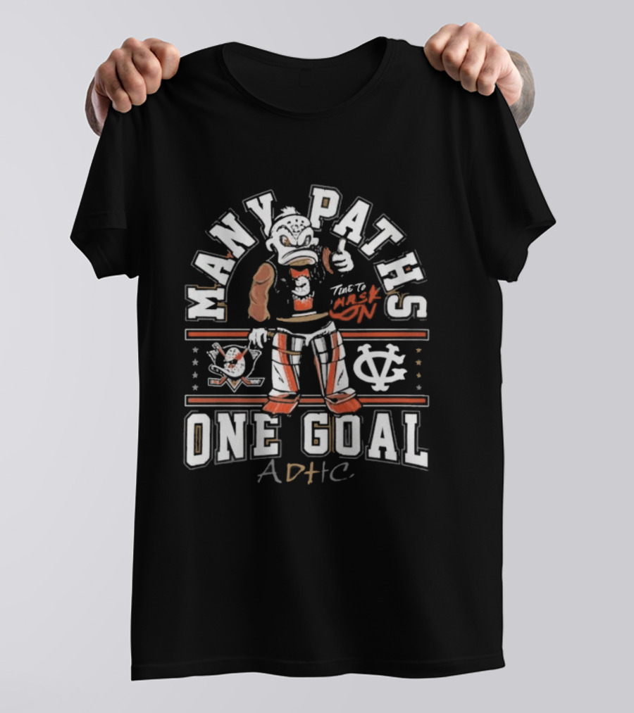 Anaheim Ducks Many Paths One Goal ADHC Vintage Cartoon T-Shirt