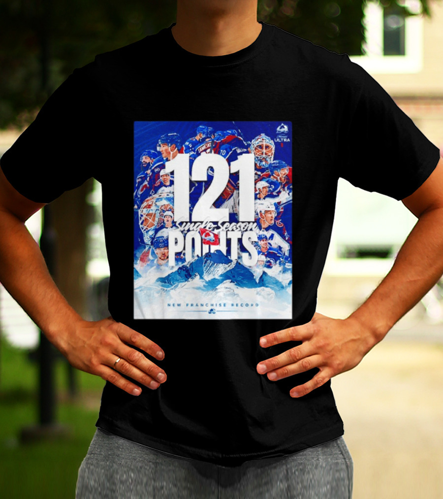 Colorado Avalanche 121 Single Season Points New Franchise Record T-Shirt