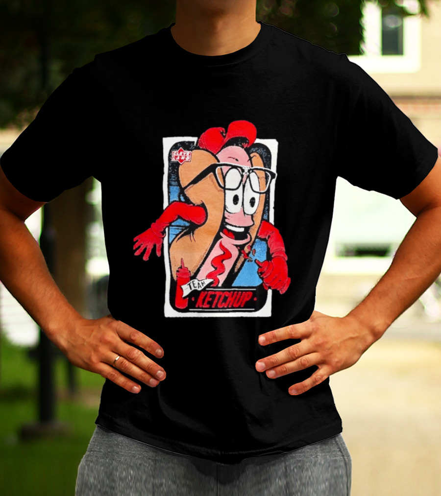 Cleveland Hot Dog Character Glasses Team Ketchup T-Shirt