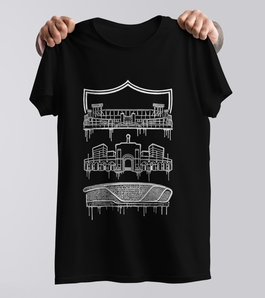 Las Vegas Raiders Home Is Where The Shield Is Flowing Paint Stadiums T-Shirt