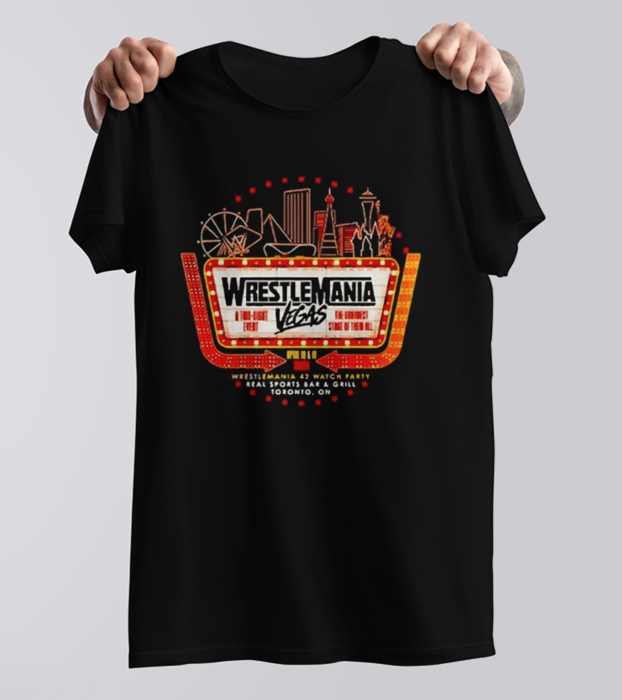 WrestleMania Vegas Skyline Party Fremont St WWE WrestleMania 42 T-Shirt
