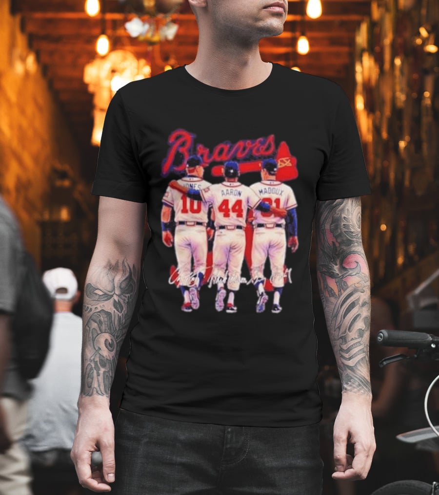 Atlanta Braves Jones Aaron Maddux Iconic Baseball Legends T-Shirt
