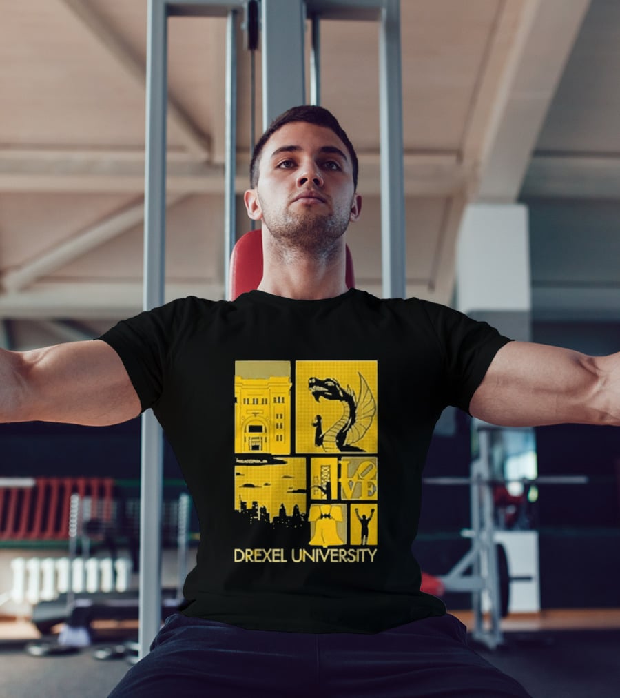 Drexel University Dragons Skyline Liberty Bell Icon Philadelphia T-Shirt