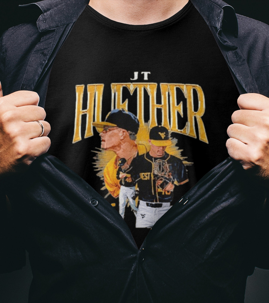 JT Huether West Virginia Mountaineers Baseball Player WV T-Shirt