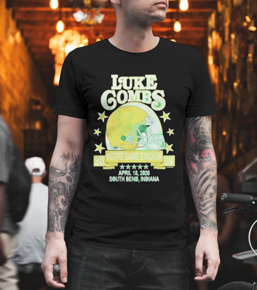 Luke Combs Notre Dame Stadium April 18 2026 South Bend Indiana Helmet Football Event T-Shirt
