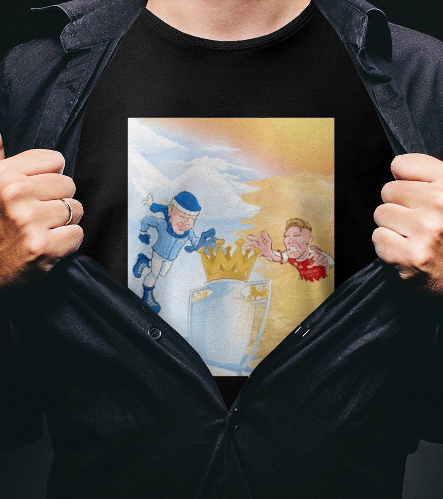 Manchester City Versus Arsenal April 2026 Premier League Title Showdown Cartoon T-Shirt
