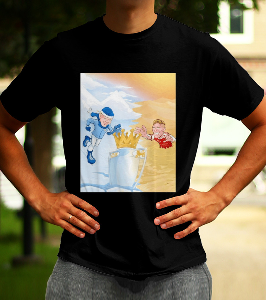 Manchester City Versus Arsenal April 2026 Premier League Title Showdown Cartoon T-Shirt