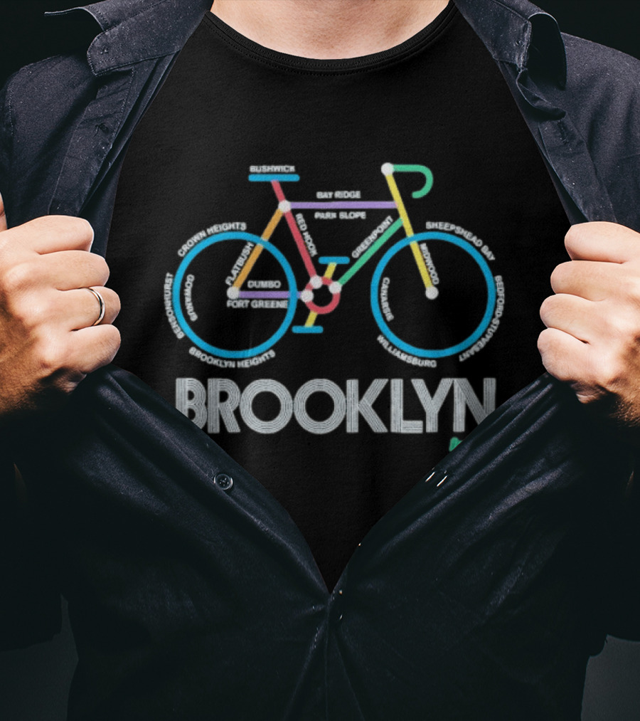 Only NY Brooklyn Neighborhoods Bike Map T-Shirt