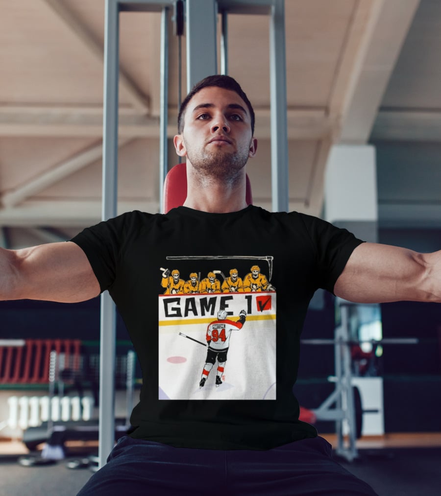 Philadelphia Flyers Porter Martone Celebrates Game 1 Win Over Pittsburgh Penguins T-Shirt