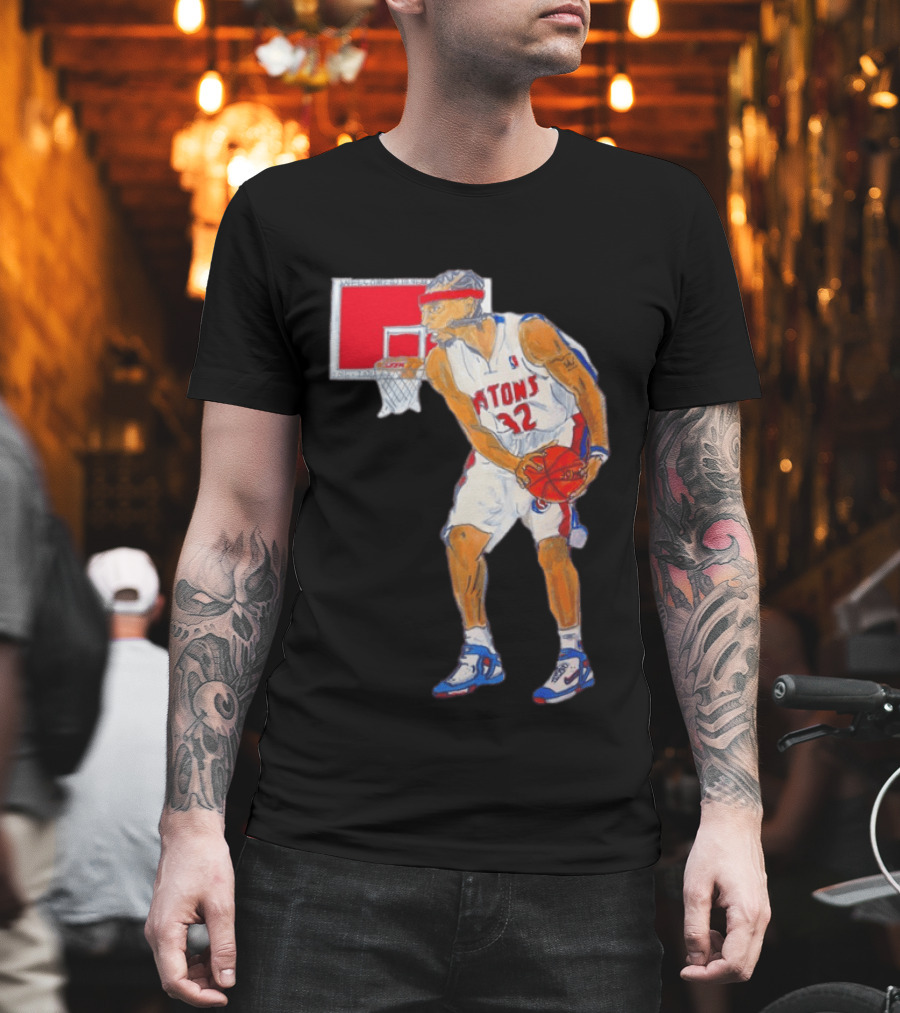 Richard Hamilton Pistons Let It Rip 32 Basketball Action T-Shirt