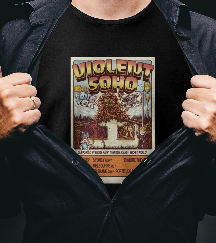 Violent Soho Australia Tour 2026 Enmore Theatre Forum Fortitude Music Hall Beddy Rays Teenage Joans Secret World T-Shirt