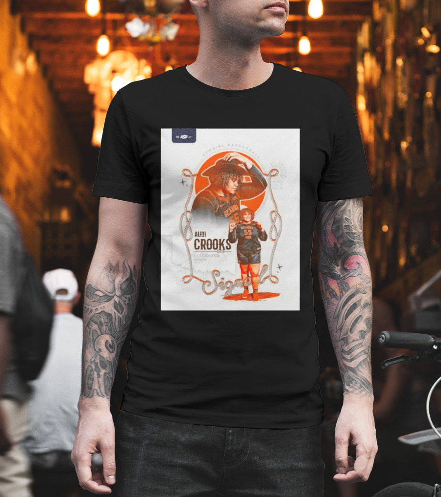 Audi Crooks Signed Oklahoma State Cowgirls Basketball 55 Center Senior T-Shirt