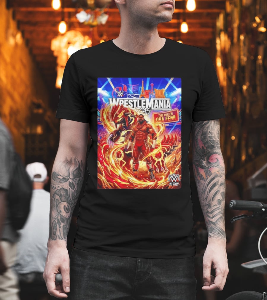 WrestleMania Vegas Pokémon Groudon X The Ruler Oba Femi WWE Superstar T-Shirt
