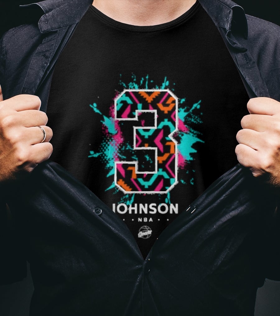 Keldon Johnson Spurs NBA Number 3 Artistic Splatter T-Shirt