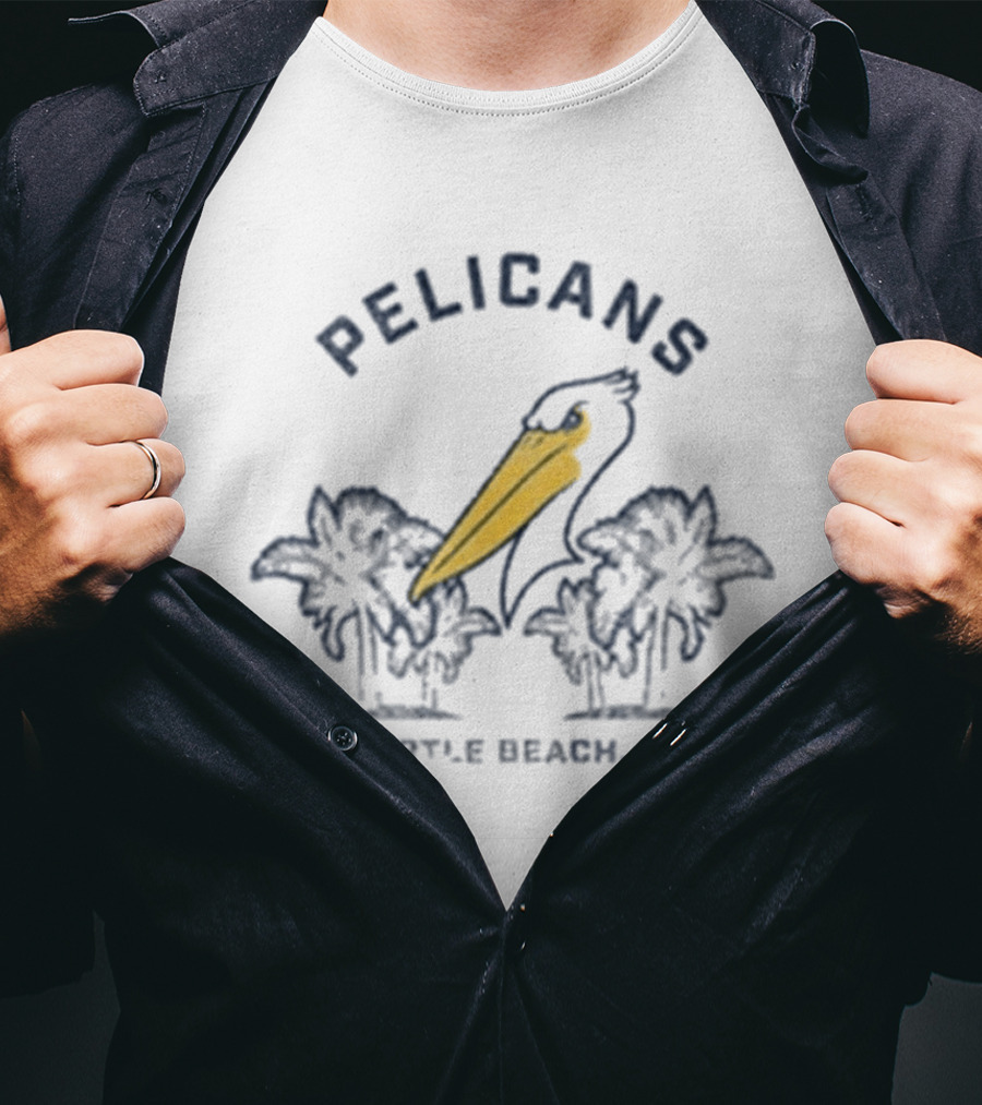 Myrtle Beach Pelicans 108 Stitches Ladies Natural Vista Palm Trees T-Shirt