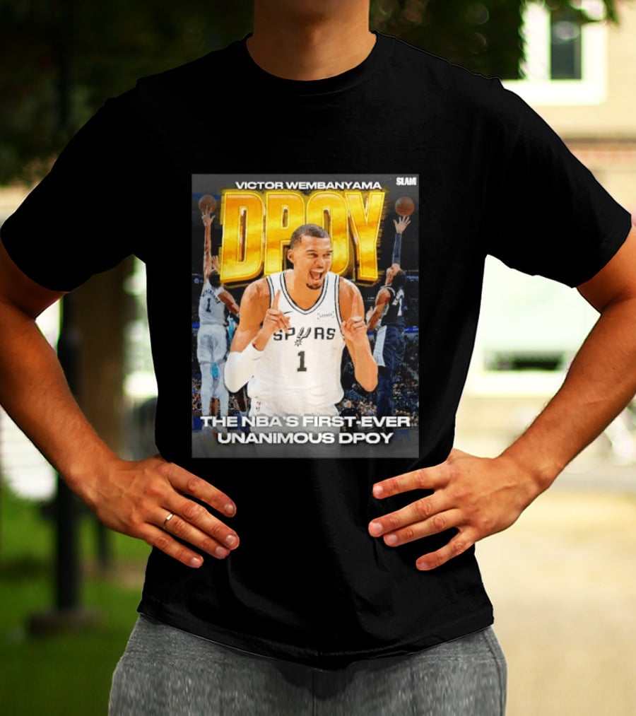 Victor Wembanyama Spurs Basketball NBA First Ever Unanimous DPOY Recognition T-Shirt