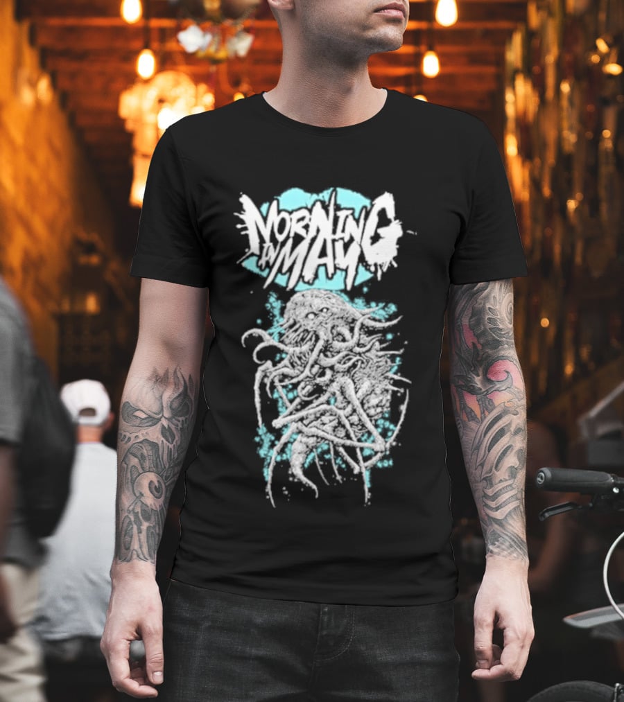 Morning In May Monster Splatter Style Aqua White T-Shirt