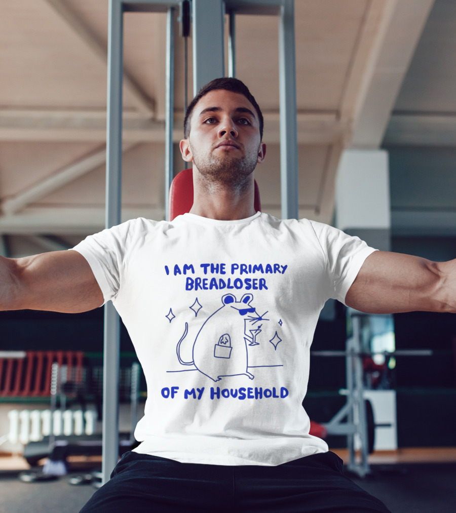 I Am The Primary Breadloser Of My Household Funny Mouse With Martini And Shades T-Shirt