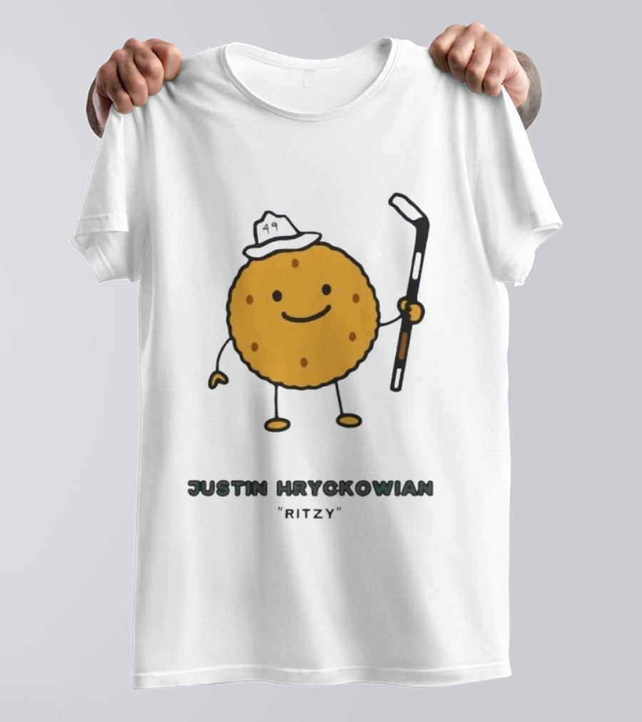 Justin Hryckowian Ritzy Hockey Cookie Character With Hat T-Shirt