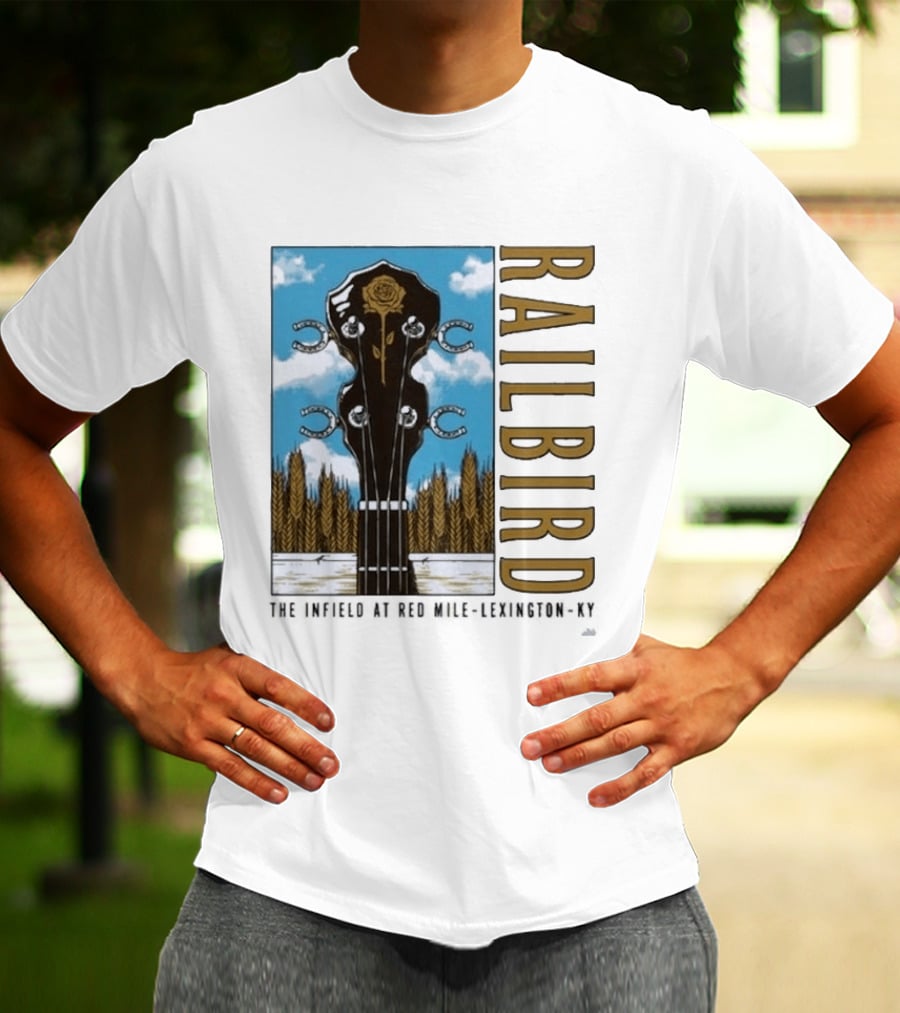 Railbird Festival June 6 7 2026 The Infield At Red Mile Lexington KY Banjo And Horseshoe T-Shirt