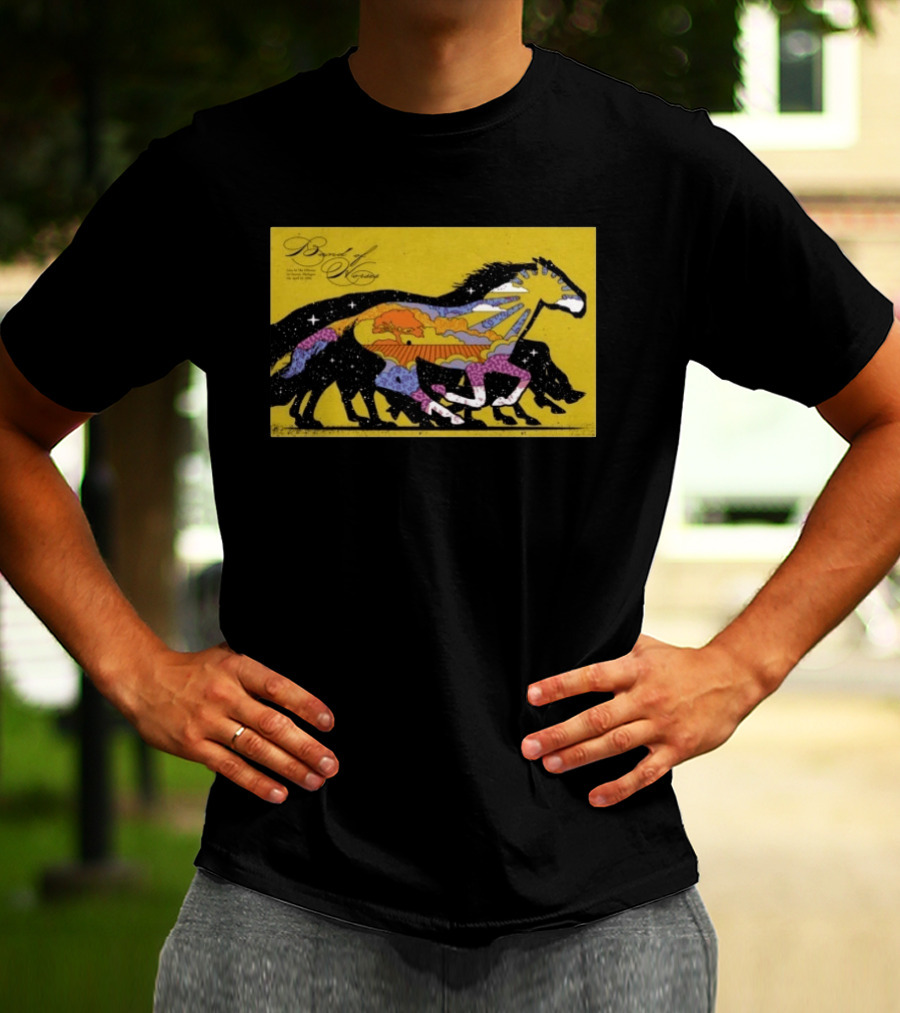 Band Of Horses April 22 2026 Detroit MI Black Horse Psychedelic Landscape T-Shirt