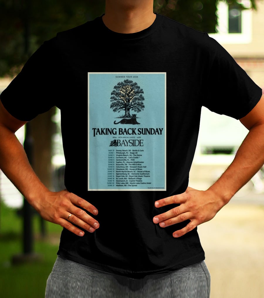 Summer Tour 2026 Taking Back Sunday With Bayside Concert Dates And Locations T-Shirt