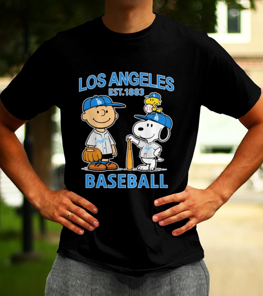 Los Angeles Baseball Est. 1883 Snoopy Woodstock Peanuts Brown T-Shirt