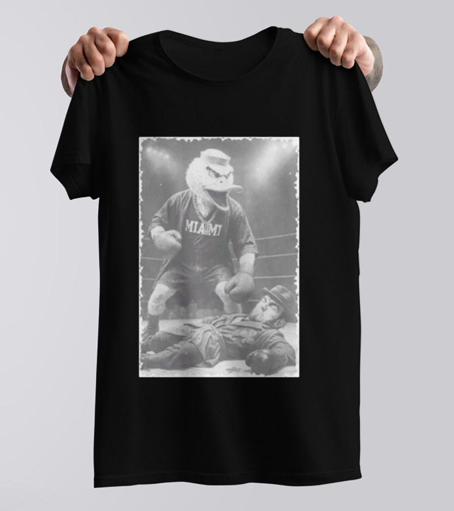 Miami Hurricanes Victory Mascot Dominating Classic Leprechaun Boxing Ring T-Shirt
