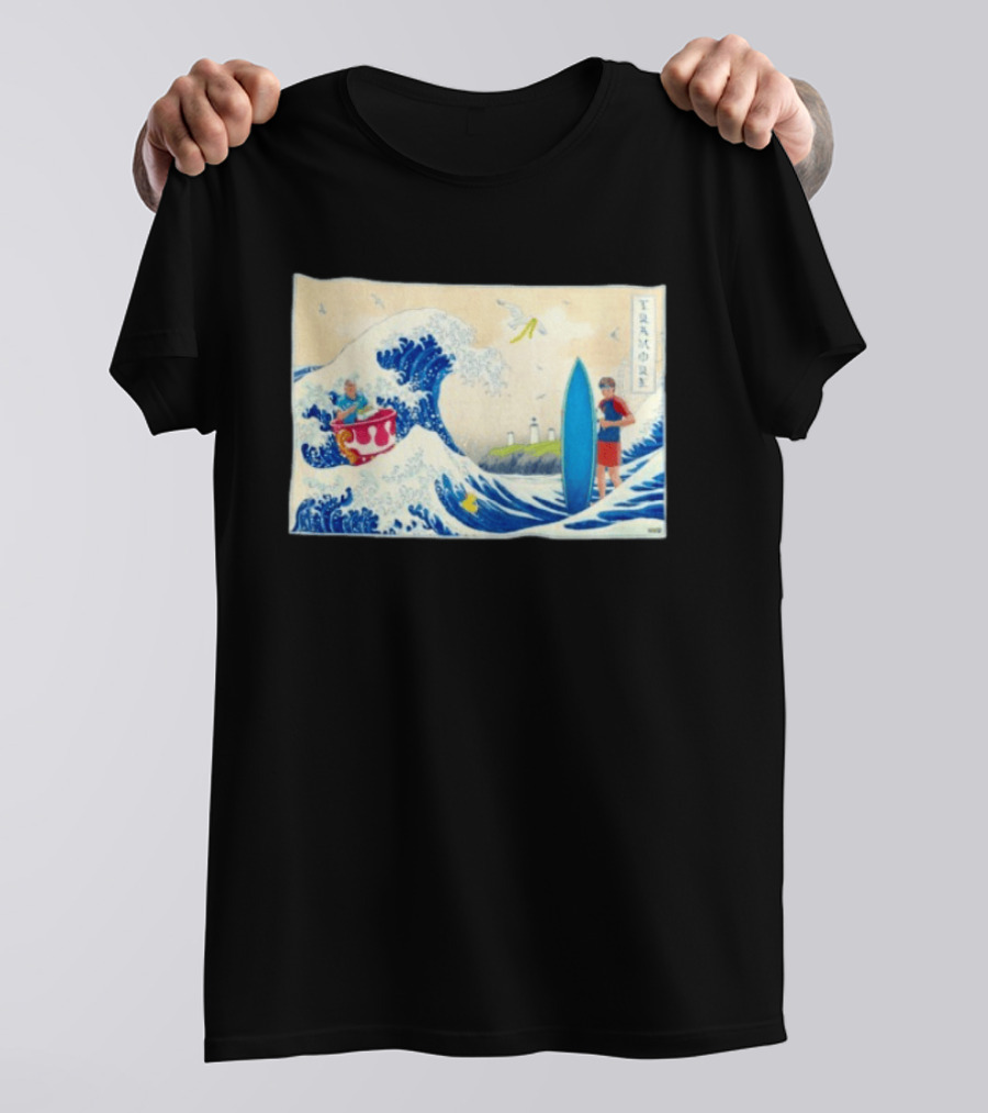 The Great Wave Tramore Surfing Scene Japan Irish Coast Fusion T-Shirt