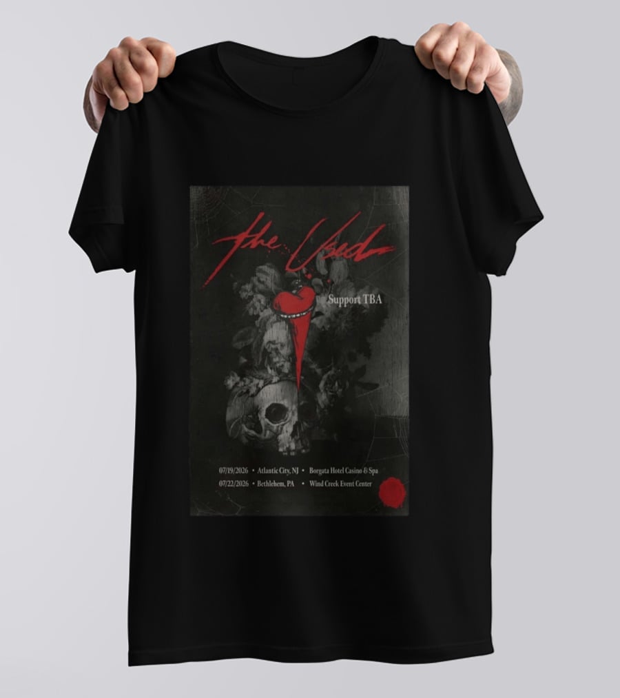 The Used Summer 2026 Atlantic City Borgata Bethlehem Wind Creek Shows Skull Heart T-Shirt