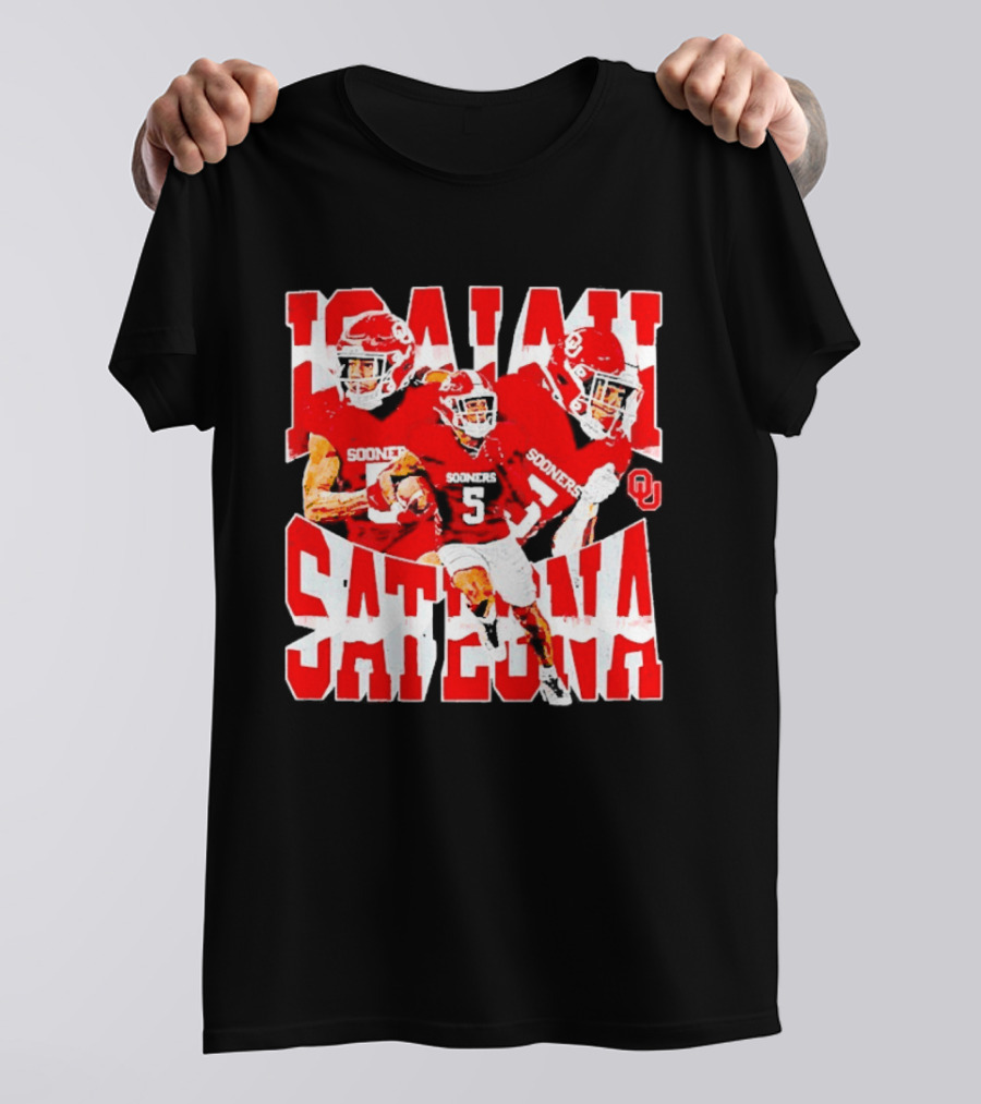 Isaiah Sategna Oklahoma Sooners 3 NCAA Football Collage T-Shirt