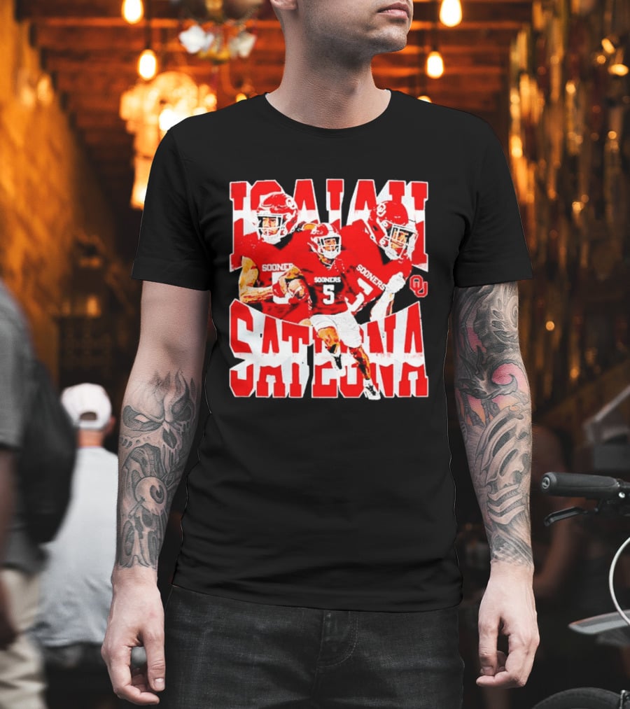 Isaiah Sategna Oklahoma Sooners 3 NCAA Football Collage T-Shirt