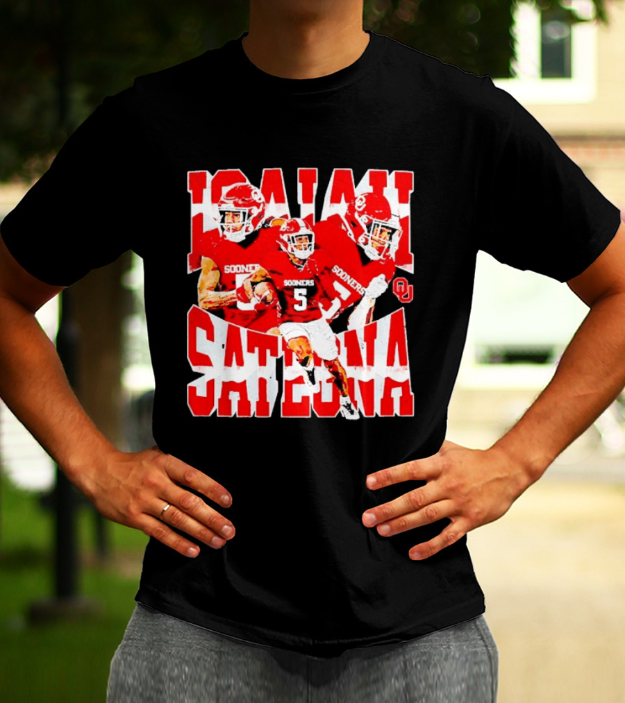 Isaiah Sategna Oklahoma Sooners 3 NCAA Football Collage T-Shirt
