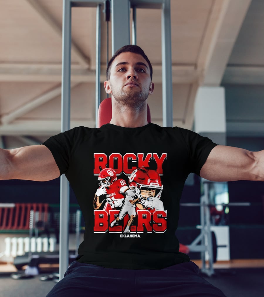 Rocky Beers Oklahoma Sooners Football Collage With NCAA Players And Helmets T-Shirt