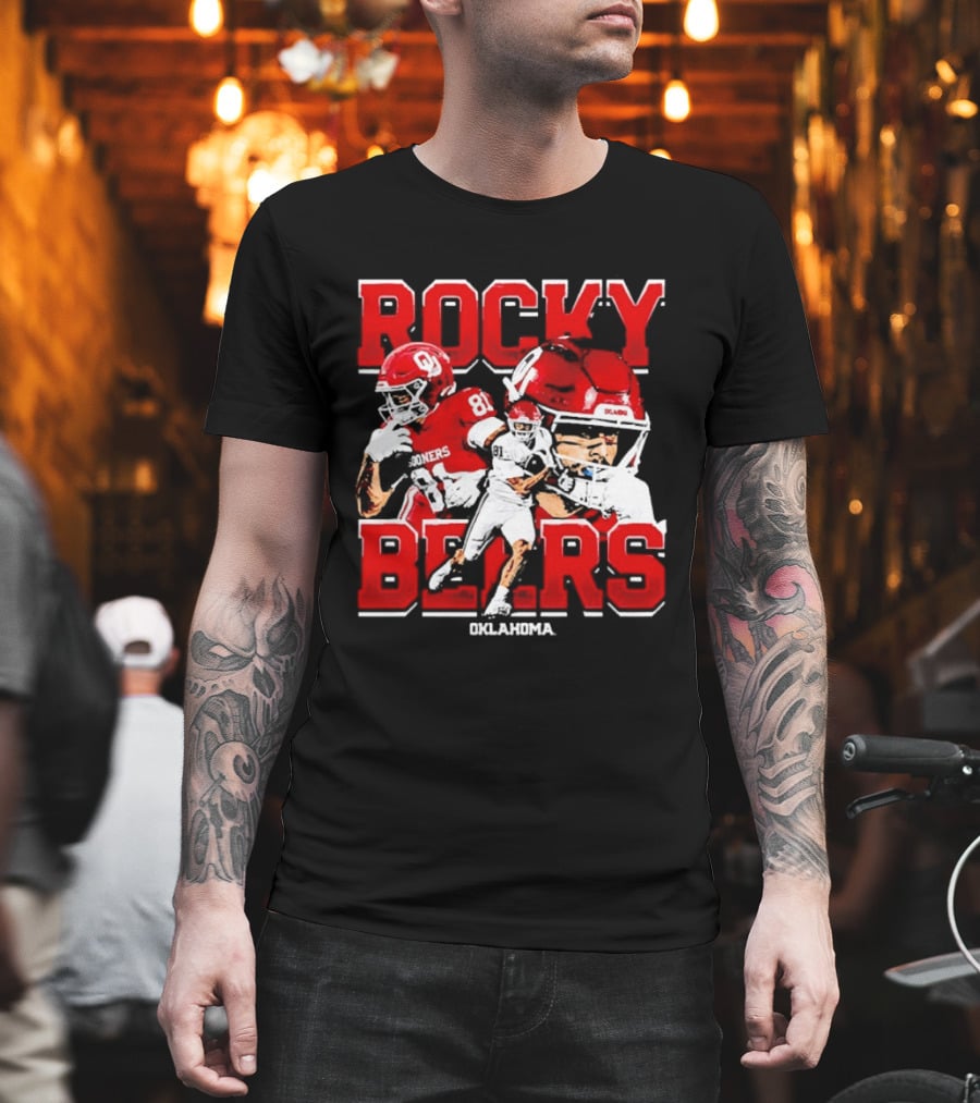 Rocky Beers Oklahoma Sooners Football Collage With NCAA Players And Helmets T-Shirt