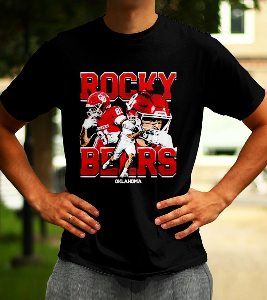Rocky Beers Oklahoma Sooners Football Collage With NCAA Players And Helmets T-Shirt