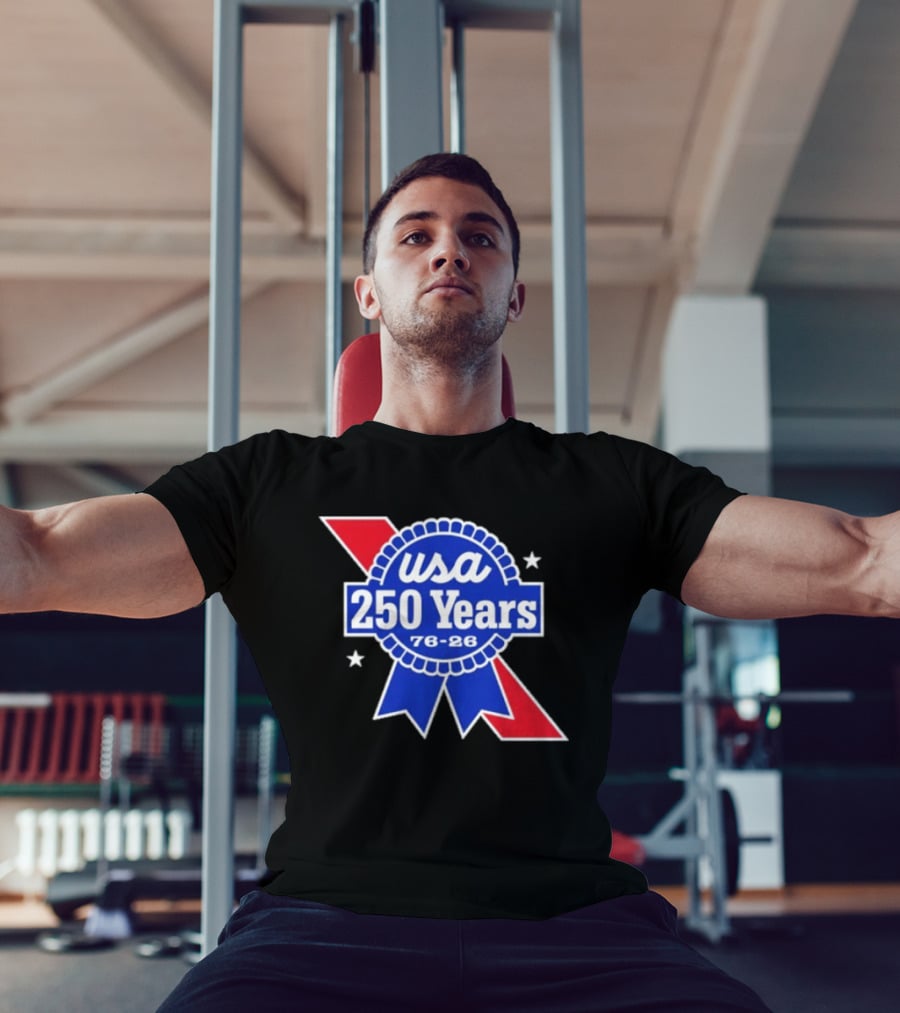 USA 250 Years Blue Ribbon 76 26 Celebration Stars T-Shirt