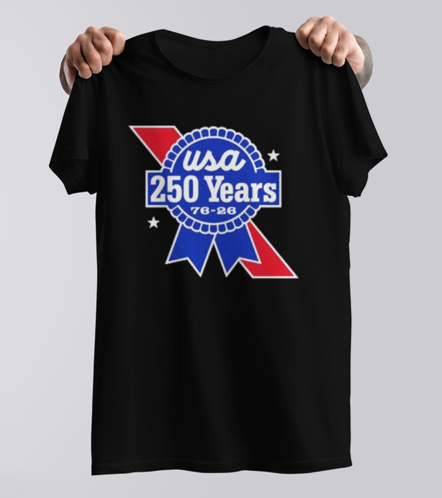 USA 250 Years Blue Ribbon 76 26 Celebration Stars T-Shirt
